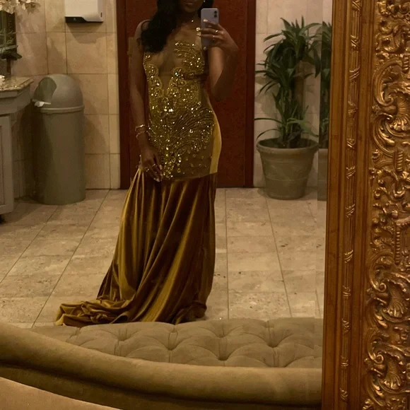 rose gold 21st birthday dress Ladivine J871 Elegant Fitted Sparkle Gown 8 / Rose Gold main image 0